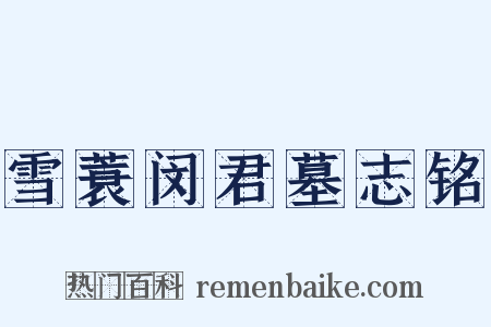 雪蓑闵君墓志铭是什么意思的图片